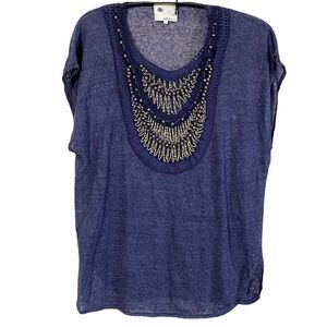 3.1 Phillip Lim Oversized 100% Linen Beaded Neckline Tunic Sz L